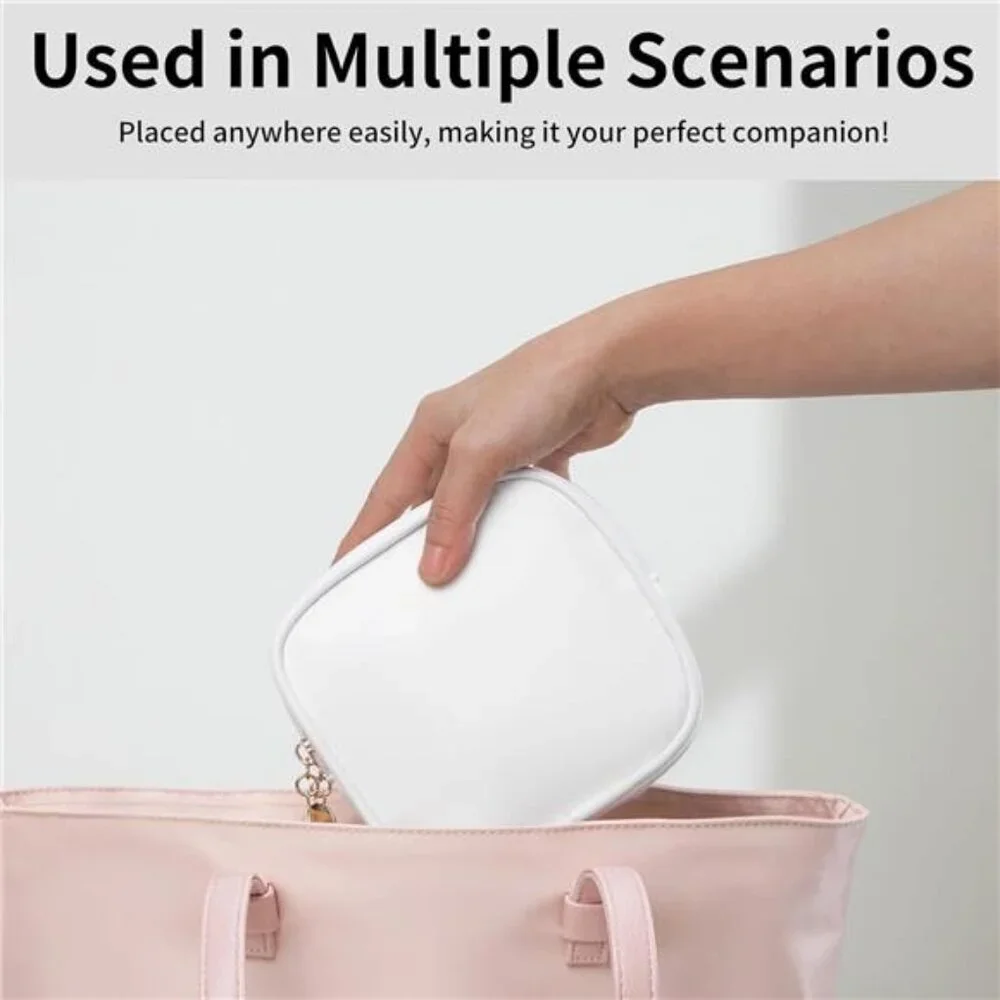 Small Makeup Bag Double Zipper Cosmetic Pouch Travel Toiletry Bag White